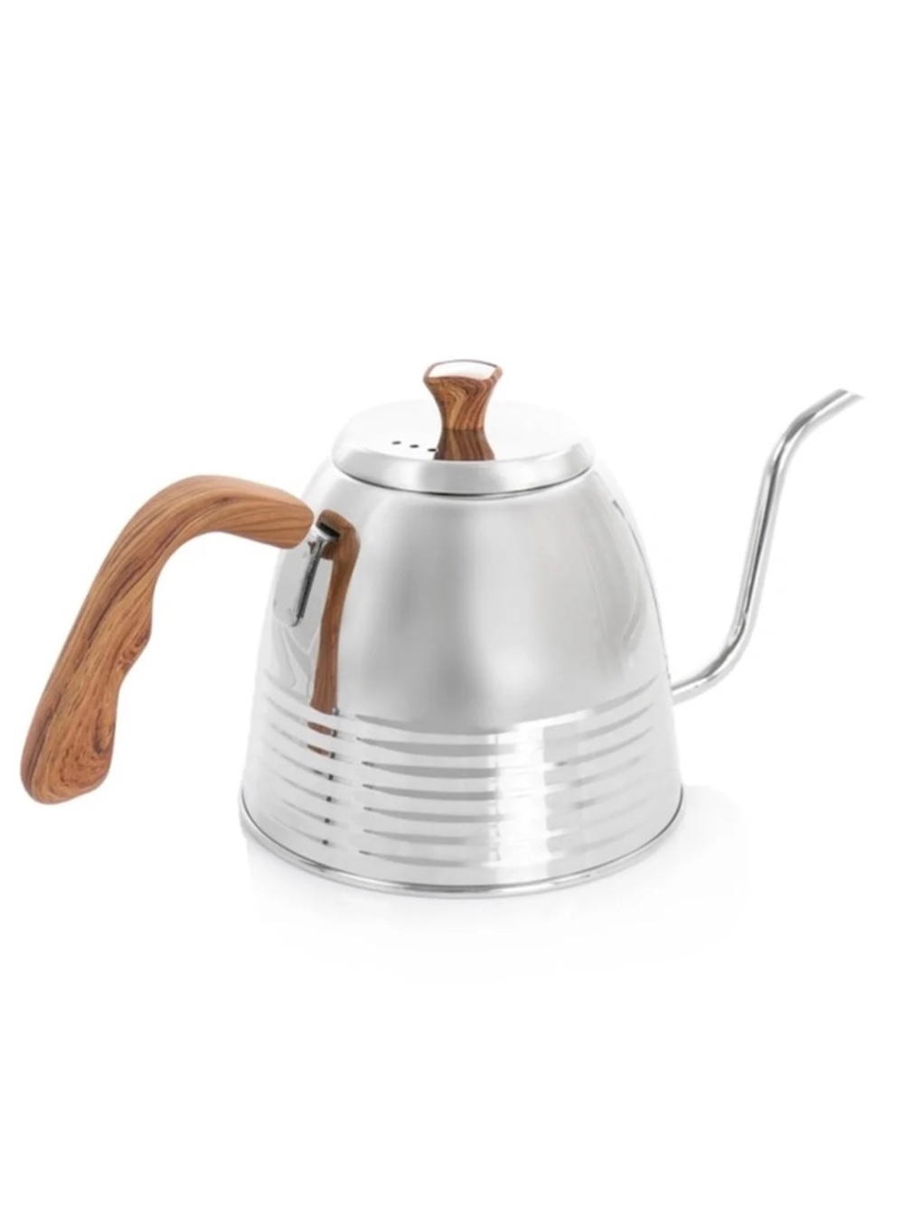 Mr. Coffee 1.3 Quart Stainless Steel Goodneck Kettle with Wood Texture NEW